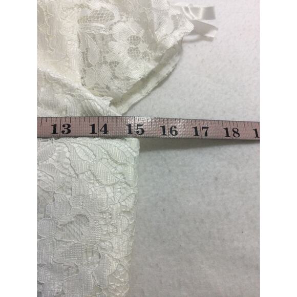 GIRL'S PARTY DRESS SZ 12 Y white lace embellished short sleeve flower maxi 0B2 - Picture 4 of 7